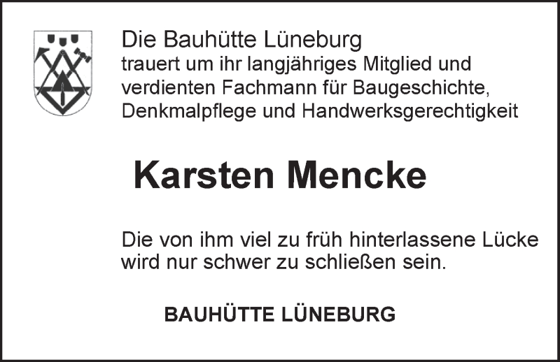  Traueranzeige für Karsten Mencke vom 27.11.2013 aus LZ