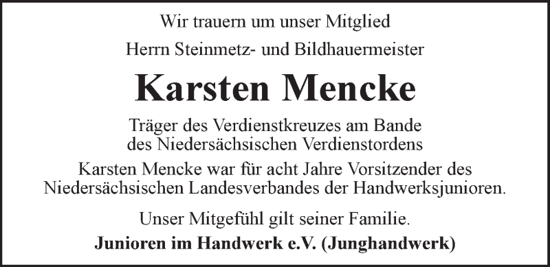  Traueranzeige für Karsten Mencke vom 29.11.2013 aus LZ