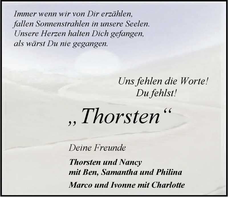  Traueranzeige für Thorsten Ahrens vom 13.02.2019 aus LZ