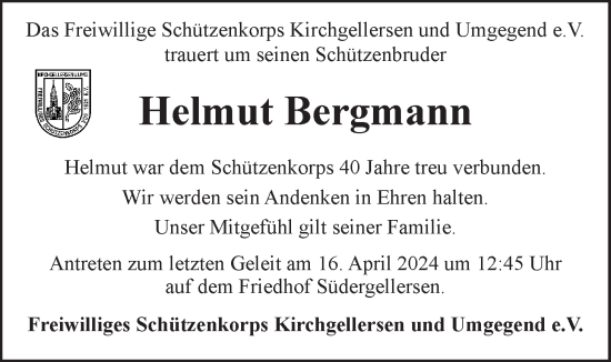 Anzeige von Helmut Bergmann von LZ