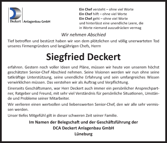 Anzeige von Siegfried Deckert von LZ