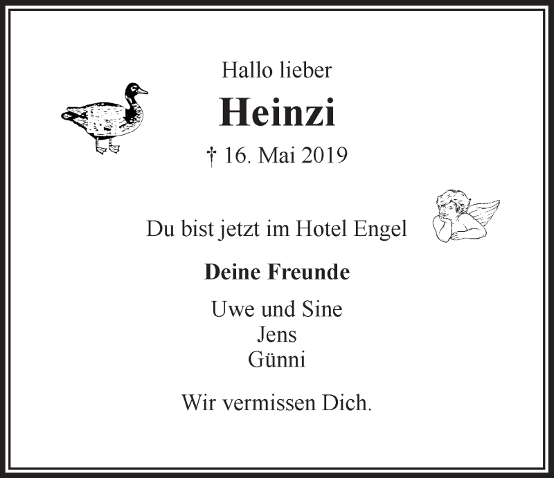  Traueranzeige für Heinz Schulz vom 28.05.2019 aus LZ