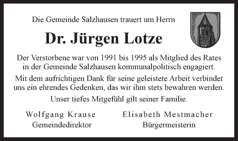  Traueranzeige für Jürgen Lotze vom 21.11.2020 aus LZ