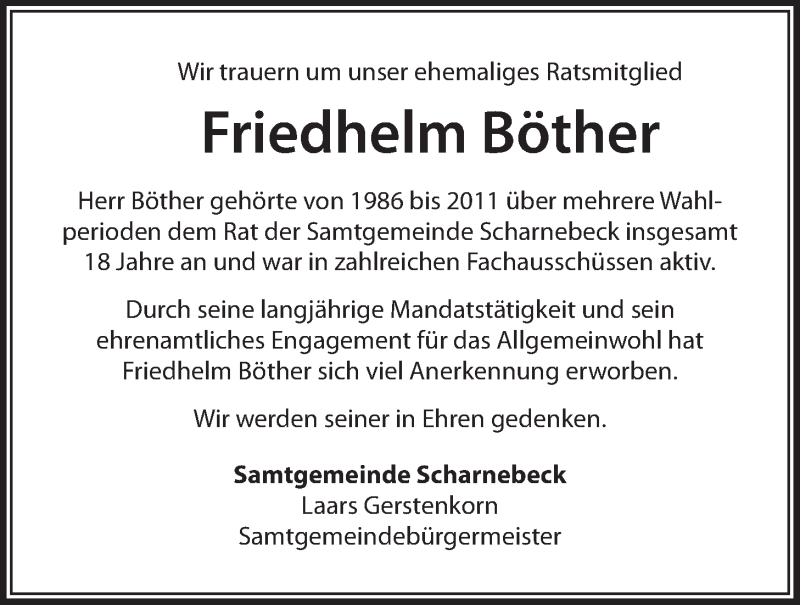 Traueranzeige für Friedhelm Böther vom 16.05.2020 aus LZ