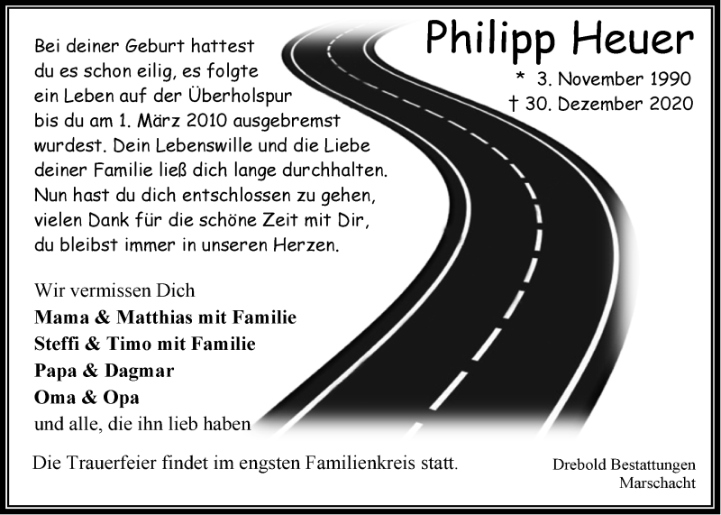  Traueranzeige für Philipp Heuer vom 09.01.2021 aus LZ