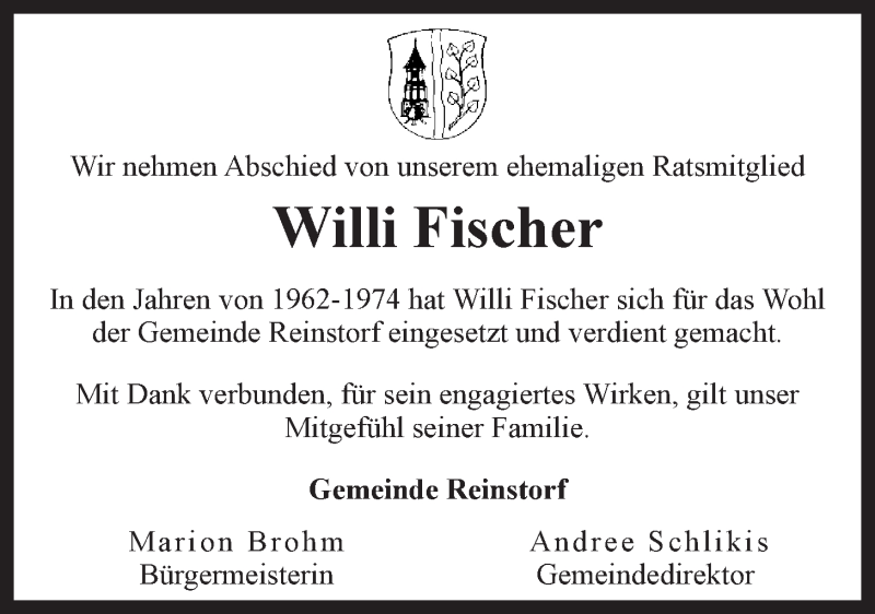  Traueranzeige für Willi Fischer vom 10.04.2021 aus LZ