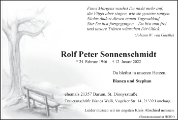 Anzeige von Rolf Peter Sonnenschmidt von LZ