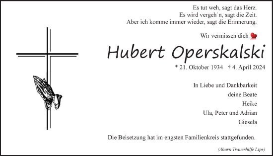 Anzeige von Hubert Operskalski von LZ